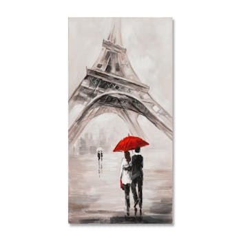 PAYSAGES URBAINS 30X60 Peinture acrylique rectangle Beige et Rouge - Paris