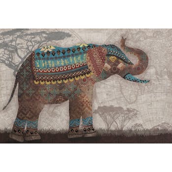 ANIMAUX Peinture éléphant bleu panorama 90x60