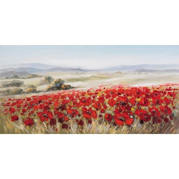 FLEURS Tableau champs coquelicot panorama 140x70