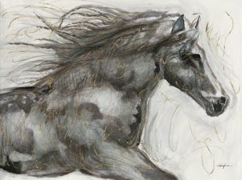 Tableau Cheval 90x120 Doré. Peinture acrylique