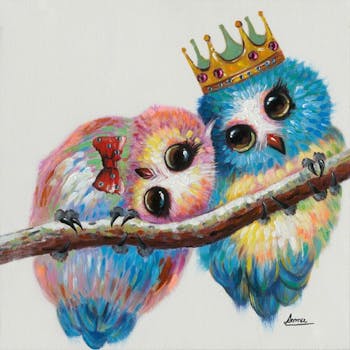 Tableau Chouettes POP ART 50X50 Peinture acrylique