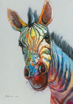 Tableau Zèbre POP ART 70X100 Peinture acrylique