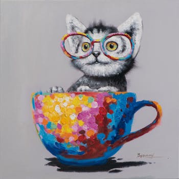 Tableau Chat POP ART 60x60 Peinture acrylique