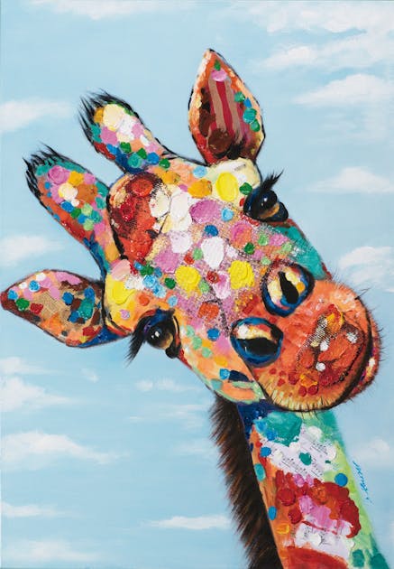 Tableau Girafe POP ART  70X100 Peinture  acrylique  
