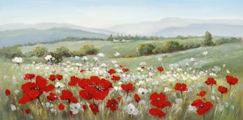 Tableau Champs de fleurs 70x140 Peinture acrylique