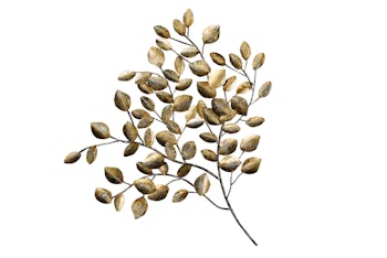 Décoration murale FLEUR Branche de Feuilles métal tons dorés et argentés 76x80cm