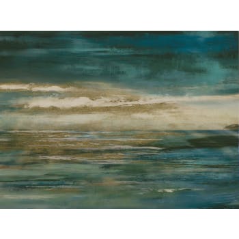 Tableau MARINE Mer tons bleu profond, beiges et dorés 90x120cm
