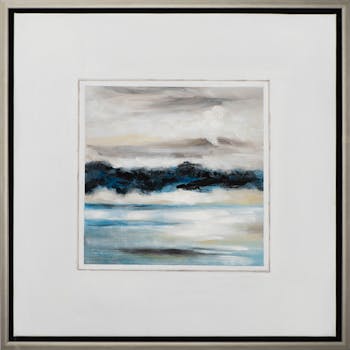 Tableau MARINE mer agitée tons bleus, blancs et beiges 65,5x65,5cm