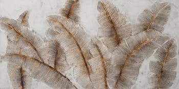 Tableau FLEURS Feuilles tons beiges, bruns et blancs 70x140cm
