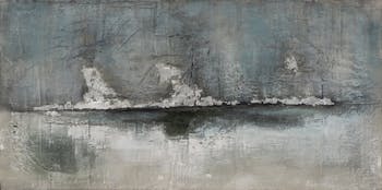 Tableau ABSTRAIT dominante grise et tons bleus et noirs 70x140cm