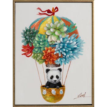 Tableau ANIMAL POP-ART Mongolfière et panda 32x42cm