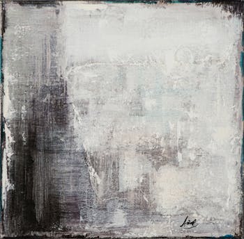 Tableau ABSTRAIT tons blancs et noirs 40x40cm