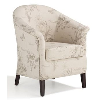 Fauteuil beige romantique lin MIRA