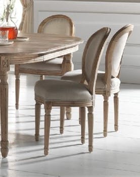 Chaise médaillon chêne tissu lin écru MEDICIS