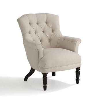 Fauteuil Ecru tissu Coton Lin 65x76x82cm BUTTON