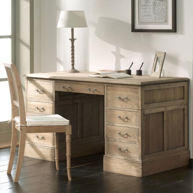 Bureau avec rangement Classique chic Chêne massif 140x75x74cm ROUEN