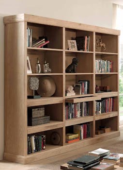 Bibliothèque Classique chic Chêne massif 240x50x200cm ROMUS