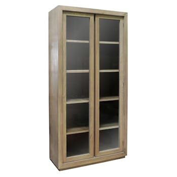 Bibliothèque 2 portes vitrées chêne massif SOOMAA réf 30020865