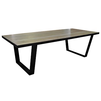 Table à manger 260cm chêne massif métal SOOMAA réf 30020871