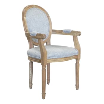 Chaise médaillon Accoudoir Fauteuil tissu gris MEDICIS réf 30020880