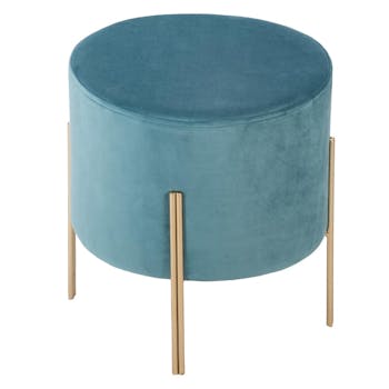 Tabouret contemporain velours bleu clair