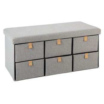 Pouf coffre pliable 6 tiroirs