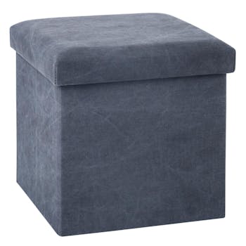Pouf cube coffre pliable gris foncé