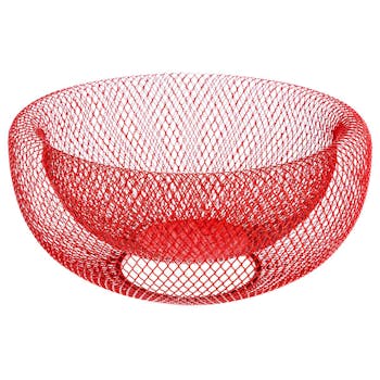 Corbeille métal rouge D27cm