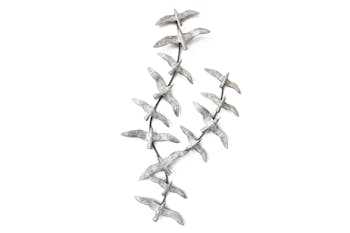 Décoration murale Envol d'Oiseaux métal argenté effet cérusé 53x98cm