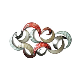 Décoration murale Multitudes de croissants de lune en métal 81x48cm - Coloris noir, rouge et argent