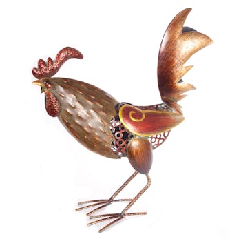Statuette métal coq penché bronze 40x40