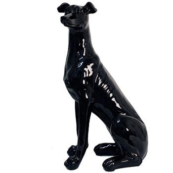 Statuette polyrésine chien noir laqué 38x60