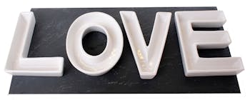 Coupelles mot "Love" en dolomite 10x13cm