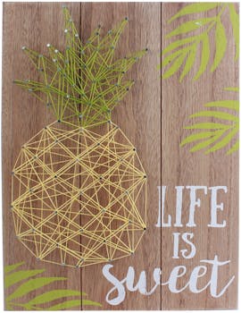 Plaque en bois décoré Ananas "Life is Sweet" 30x40cm