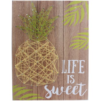 Plaque en bois décoré Ananas "Life is Sweet" 30x40cm