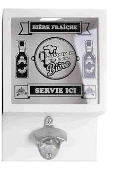 Décapsuleur mural blanc style bistrot