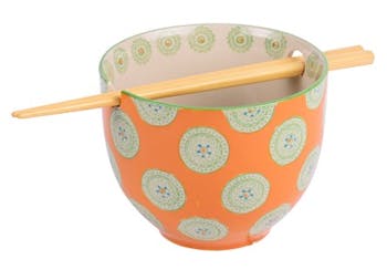 Bol décoré orange avec baguettes