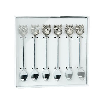 Set de 6 cuillères inox embout hibou