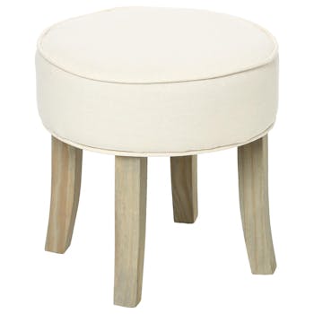 Tabouret rond tissu pieds bois 35x35