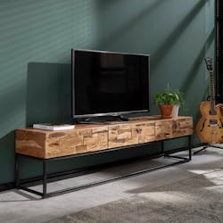 Meuble tv bois massif d'acacia sablé 3 tiroirs PERTH