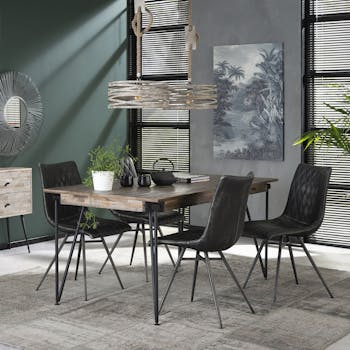 Table à manger teck recyclé piètement V finition grisée 165 cm JAVA