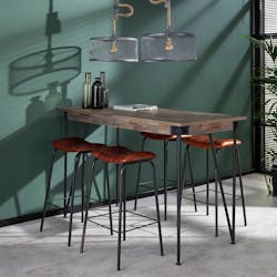 Mange-debout teck recyclé piètement V finition grisée 140 cm JAVA