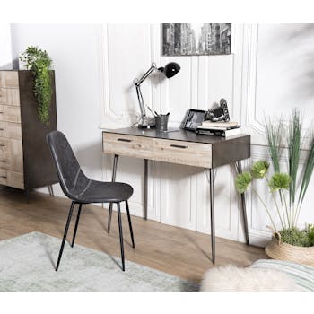 Bureau contemporain bois de sapin 2 tiroirs CARPATES