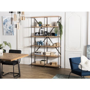 Etagère moderne bois de teck 5 niveaux CARPATES