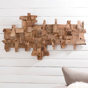 Décoration murale en Teck "bois flotté" modèle n°19 150x80x9cm POLO