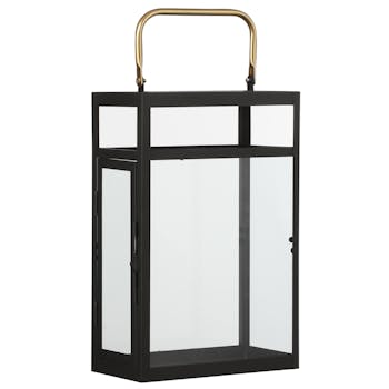 Lanterne rectangle à anse dorée H 32 cm