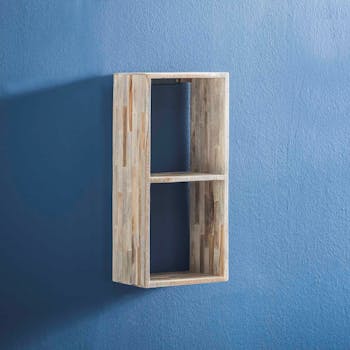 Etagère cube verticale bois de teck recyclé finition vieillie 65 cm JAVA