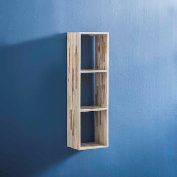 Etagère cube verticale bois de teck recyclé finition vieillie 100 cm JAVA