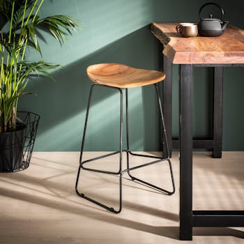 Tabouret de bar bois massif d'acacia TRIBECA