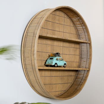 Etagère murale ronde en bambou D 60 cm